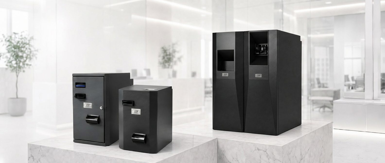 Recicladores CDM Essential, TCR-2 y TCR-3 en un entorno corporativo